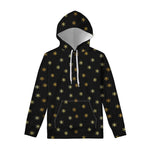 Black And Gold Snowflake Pattern Print Pullover Hoodie