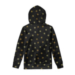 Black And Gold Snowflake Pattern Print Pullover Hoodie