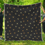 Black And Gold Snowflake Pattern Print Quilt