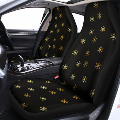 Black And Gold Snowflake Pattern Print Universal Fit Car Seat Covers