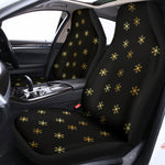 Black And Gold Snowflake Pattern Print Universal Fit Car Seat Covers