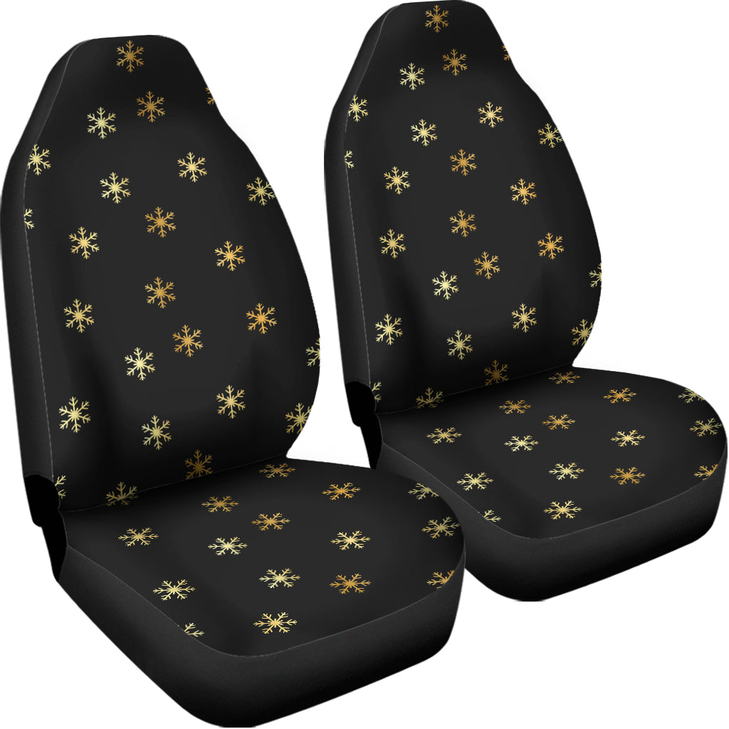 Black And Gold Snowflake Pattern Print Universal Fit Car Seat Covers