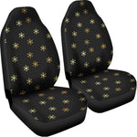 Black And Gold Snowflake Pattern Print Universal Fit Car Seat Covers