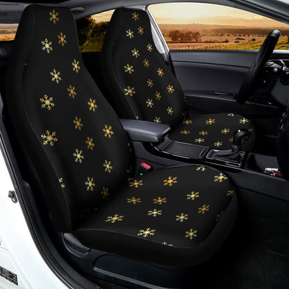 Black And Gold Snowflake Pattern Print Universal Fit Car Seat Covers
