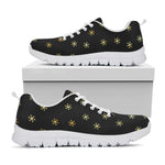 Black And Gold Snowflake Pattern Print White Sneakers