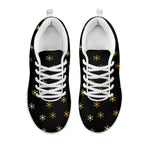 Black And Gold Snowflake Pattern Print White Sneakers