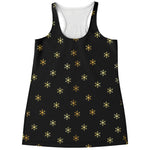 Black And Gold Snowflake Pattern Print Women's Racerback Tank Top