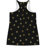 Black And Gold Snowflake Pattern Print Women's Racerback Tank Top