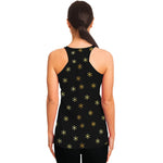 Black And Gold Snowflake Pattern Print Women's Racerback Tank Top