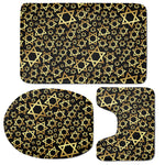 Black And Gold Star of David Print 3 Piece Bath Mat Set