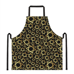 Black And Gold Star of David Print Apron