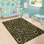 Black And Gold Star of David Print Area Rug