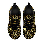 Black And Gold Star of David Print Black Sneakers