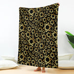 Black And Gold Star of David Print Blanket