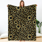 Black And Gold Star of David Print Blanket