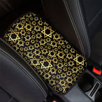 Black And Gold Star of David Print Car Center Console Cover