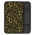 Black And Gold Star of David Print Car Center Console Cover
