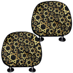 Black And Gold Star of David Print Car Headrest Covers