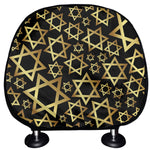 Black And Gold Star of David Print Car Headrest Covers