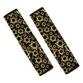 Black And Gold Star of David Print Car Seat Belt Covers