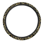 Black And Gold Star of David Print Car Steering Wheel Cover