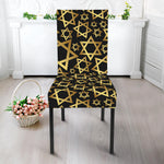 Black And Gold Star of David Print Dining Chair Slipcover
