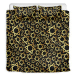 Black And Gold Star of David Print Duvet Cover Bedding Set