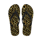 Black And Gold Star of David Print Flip Flops
