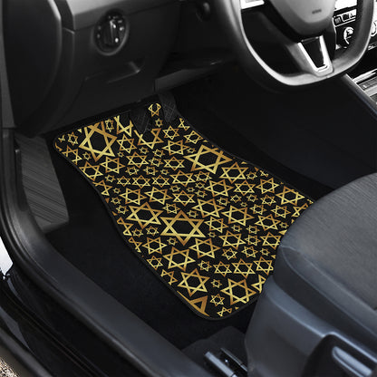 Black And Gold Star of David Print Front Car Floor Mats