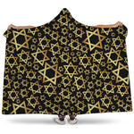 Black And Gold Star of David Print Hooded Blanket