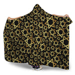 Black And Gold Star of David Print Hooded Blanket