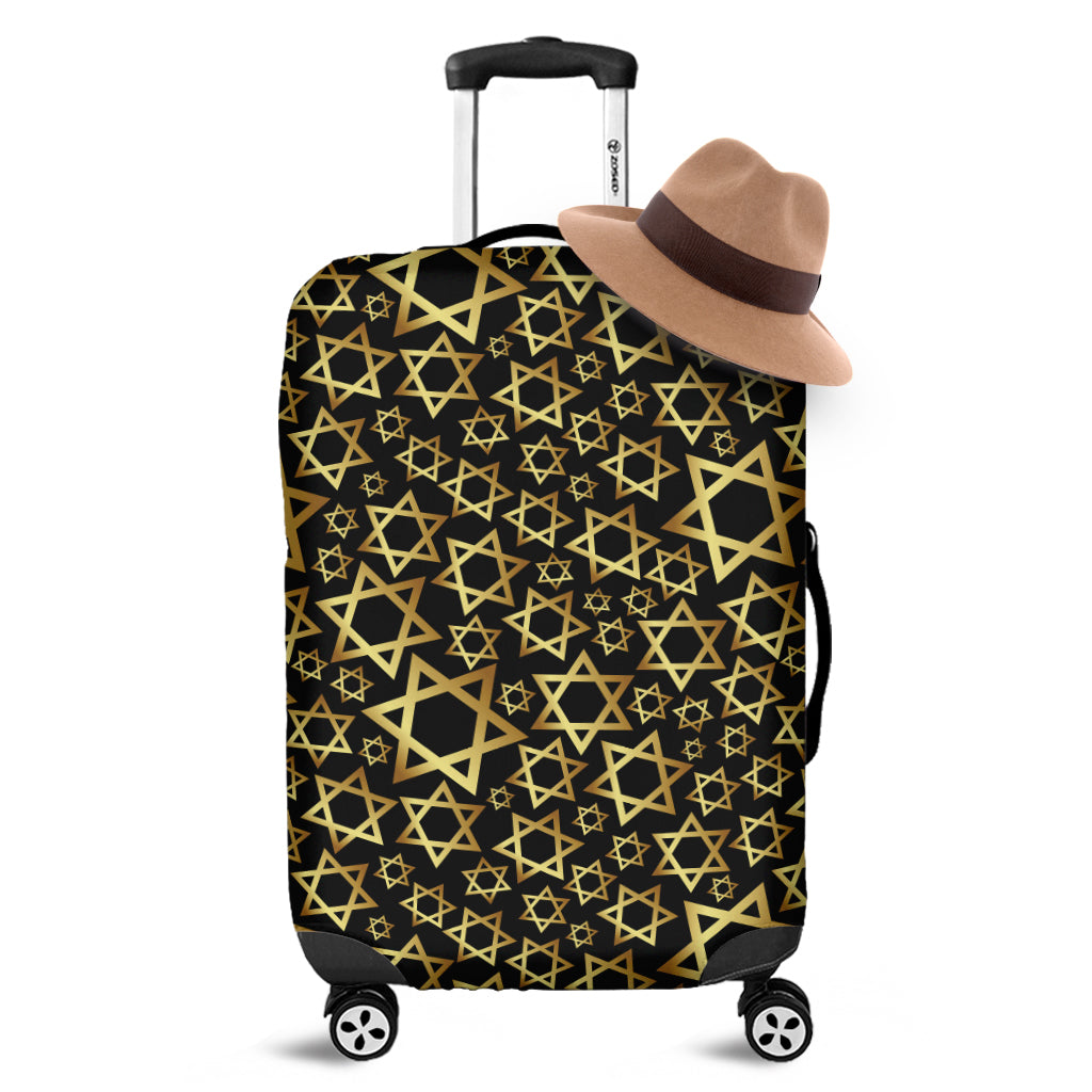 Black And Gold Star of David Print Luggage Cover