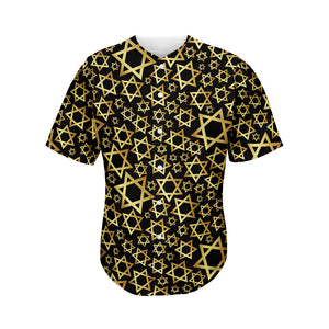 Black And Gold Star of David Print Men's Baseball Jersey