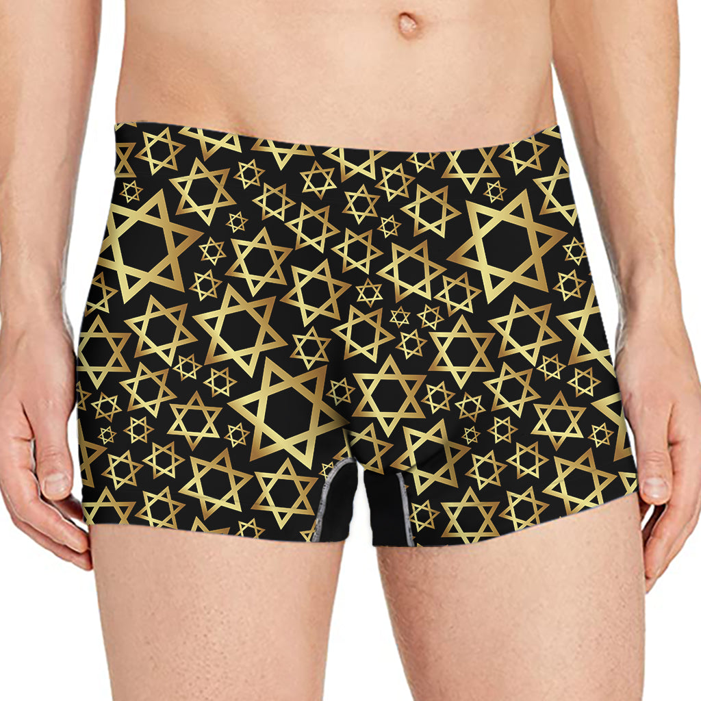 Black And Gold Star of David Print Men's Boxer Briefs
