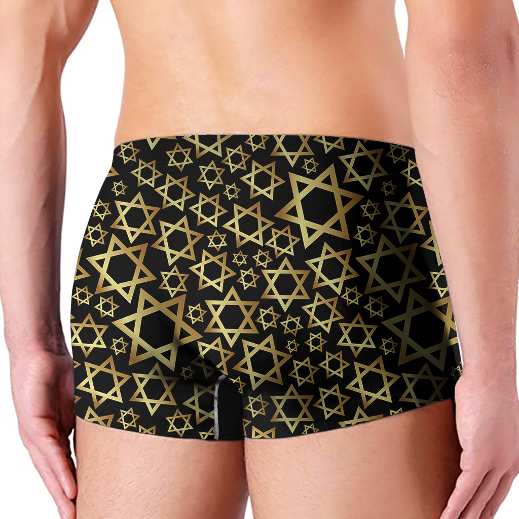 Black And Gold Star of David Print Men's Boxer Briefs