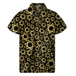 Black And Gold Star of David Print Men's Short Sleeve Shirt
