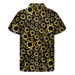 Black And Gold Star of David Print Men's Short Sleeve Shirt