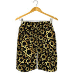 Black And Gold Star of David Print Men's Shorts