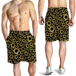 Black And Gold Star of David Print Men's Shorts