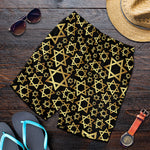 Black And Gold Star of David Print Men's Shorts