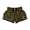 Black And Gold Star of David Print Muay Thai Boxing Shorts