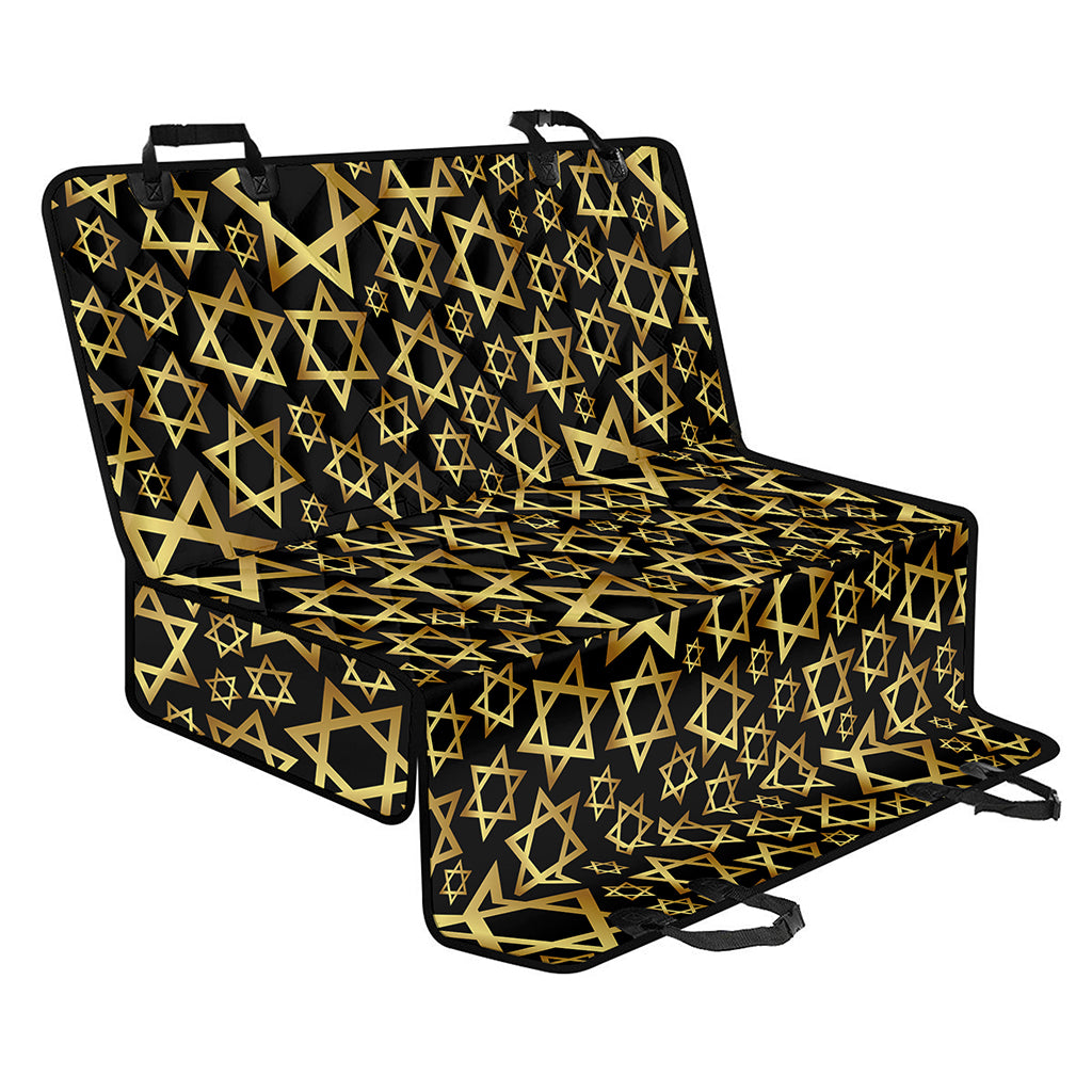 Black And Gold Star of David Print Pet Car Back Seat Cover