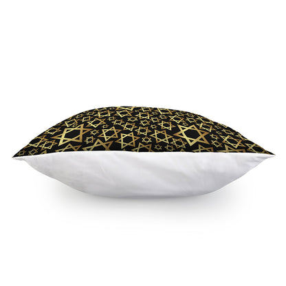 Black And Gold Star of David Print Pillow Cover