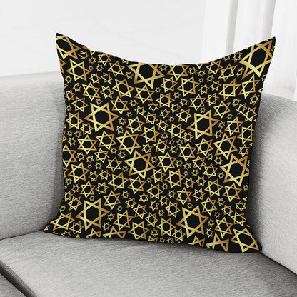 Black And Gold Star of David Print Pillow Cover