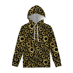 Black And Gold Star of David Print Pullover Hoodie