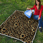 Black And Gold Star of David Print Quilt