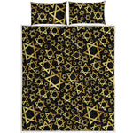 Black And Gold Star of David Print Quilt Bed Set