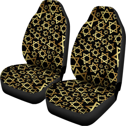 Black And Gold Star of David Print Universal Fit Car Seat Covers