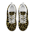 Black And Gold Star of David Print White Sneakers