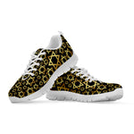 Black And Gold Star of David Print White Sneakers